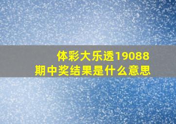 体彩大乐透19088期中奖结果是什么意思