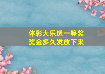 体彩大乐透一等奖奖金多久发放下来