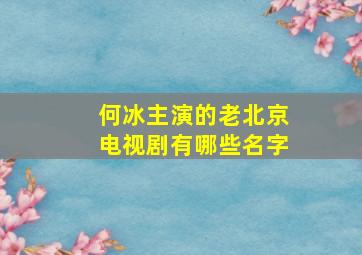 何冰主演的老北京电视剧有哪些名字