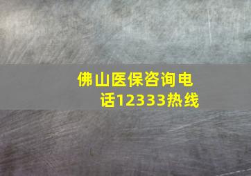 佛山医保咨询电话12333热线