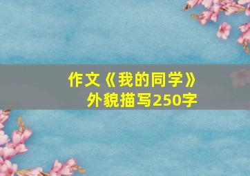 作文《我的同学》外貌描写250字