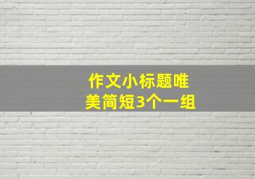 作文小标题唯美简短3个一组