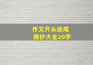 作文开头结尾摘抄大全20字