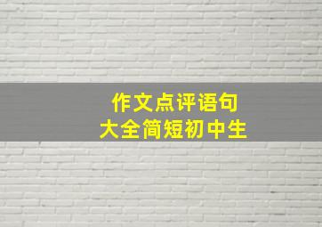 作文点评语句大全简短初中生