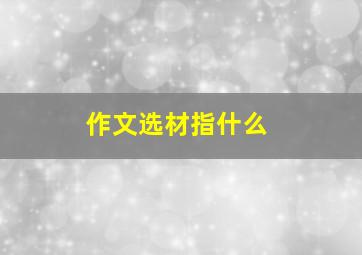 作文选材指什么