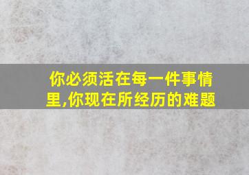 你必须活在每一件事情里,你现在所经历的难题