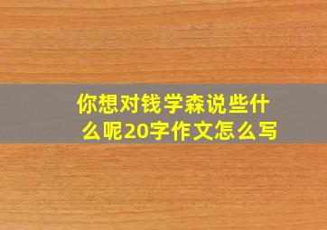 你想对钱学森说些什么呢20字作文怎么写