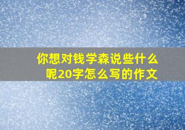 你想对钱学森说些什么呢20字怎么写的作文