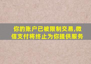 你的账户已被限制交易,微信支付将终止为你提供服务