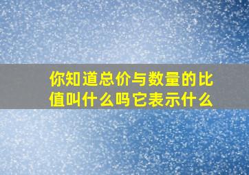 你知道总价与数量的比值叫什么吗它表示什么