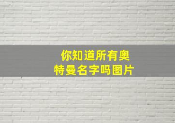 你知道所有奥特曼名字吗图片