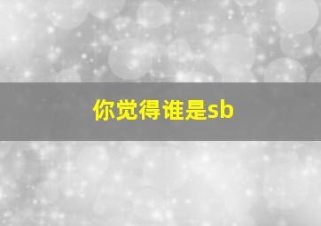 你觉得谁是sb