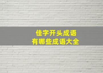 佳字开头成语有哪些成语大全