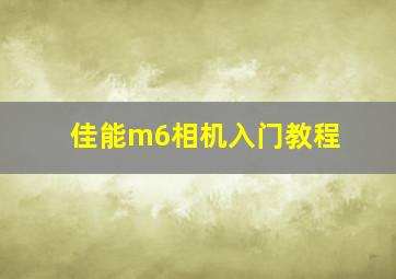 佳能m6相机入门教程