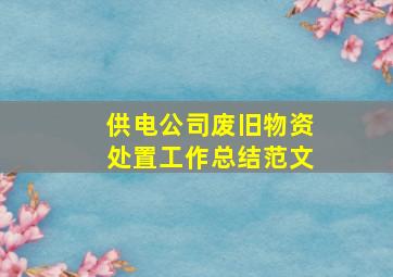 供电公司废旧物资处置工作总结范文