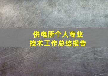 供电所个人专业技术工作总结报告