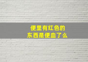 便里有红色的东西是便血了么