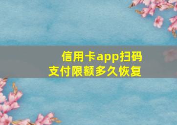 信用卡app扫码支付限额多久恢复