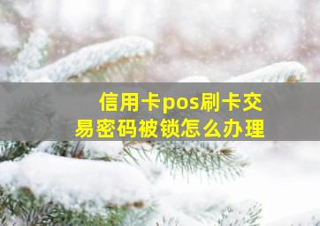 信用卡pos刷卡交易密码被锁怎么办理