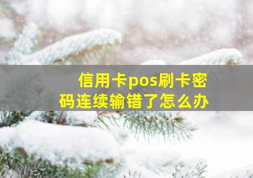 信用卡pos刷卡密码连续输错了怎么办