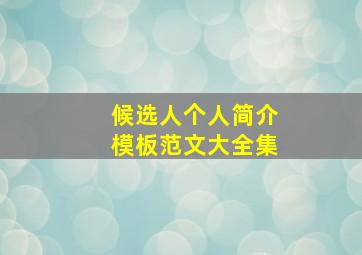 候选人个人简介模板范文大全集