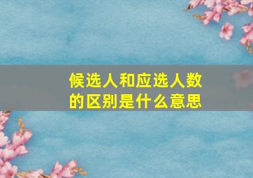 候选人和应选人数的区别是什么意思