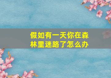 假如有一天你在森林里迷路了怎么办