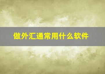 做外汇通常用什么软件