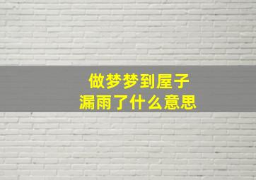 做梦梦到屋子漏雨了什么意思