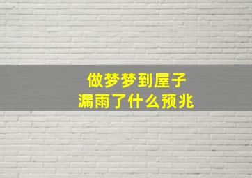 做梦梦到屋子漏雨了什么预兆