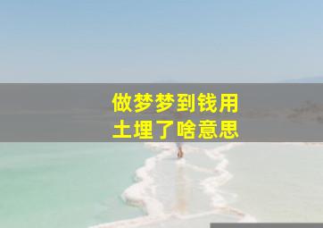 做梦梦到钱用土埋了啥意思