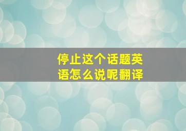 停止这个话题英语怎么说呢翻译