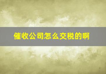 催收公司怎么交税的啊