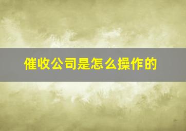 催收公司是怎么操作的