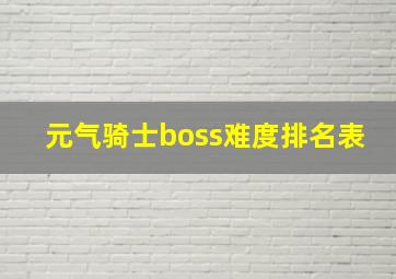 元气骑士boss难度排名表