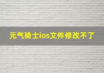 元气骑士ios文件修改不了