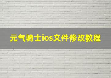 元气骑士ios文件修改教程