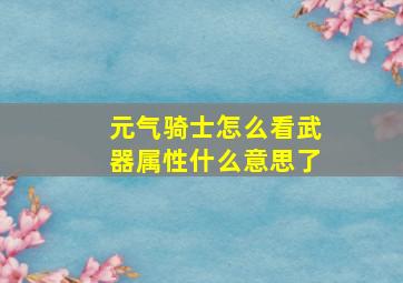 元气骑士怎么看武器属性什么意思了