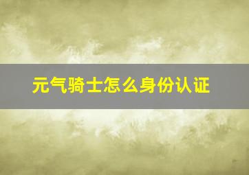 元气骑士怎么身份认证