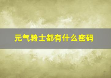 元气骑士都有什么密码