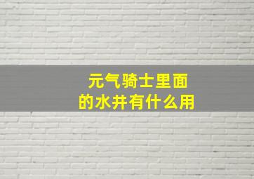 元气骑士里面的水井有什么用