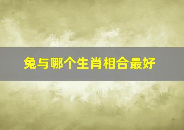 兔与哪个生肖相合最好