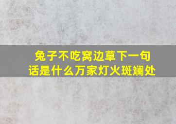 兔子不吃窝边草下一句话是什么万家灯火斑斓处