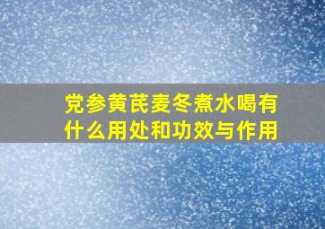 党参黄芪麦冬煮水喝有什么用处和功效与作用