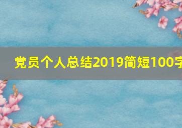 党员个人总结2019简短100字