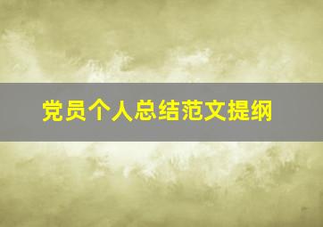 党员个人总结范文提纲