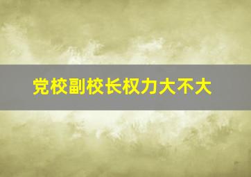 党校副校长权力大不大