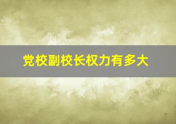 党校副校长权力有多大