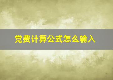 党费计算公式怎么输入