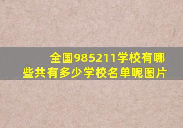 全国985211学校有哪些共有多少学校名单呢图片